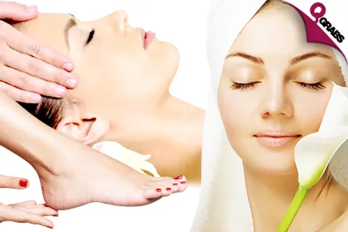 For QR99 Get a Mani & Pedi, a Head Champi Massage, a Hair Shampoo & Conditioning, a Cel.lux Treatment with Express Facial and an Eyebrow Shaping! (QR670 Value)